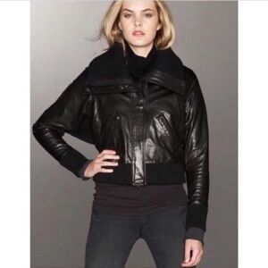 VINCE Cropped 100% Leather Bomber Moto Biker Jacket MRSP $995 Size M